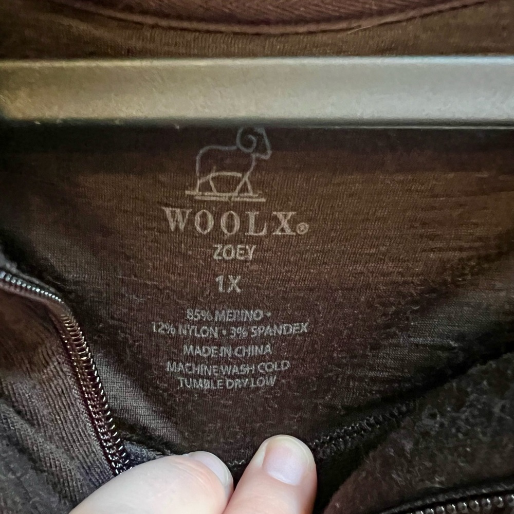 Woolx Zoey Zip Up in Chocolate Brown Size 1x - Picture 2 of 4